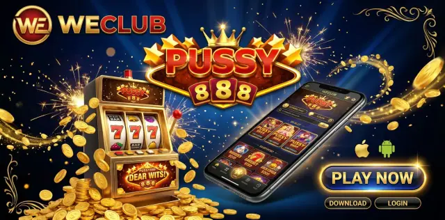 WeClub Pussy888 banner with the Pussy888 app, download and login buttons